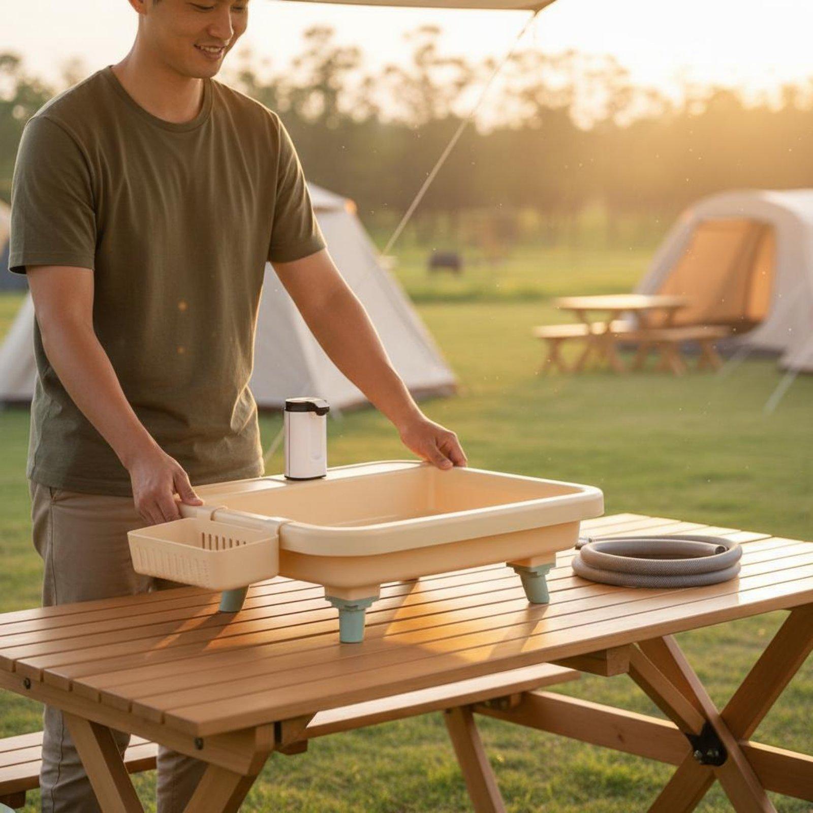 Outdoor In Camping - 휴대용 캠핑 싱크대 (내장 수도꼭지 및