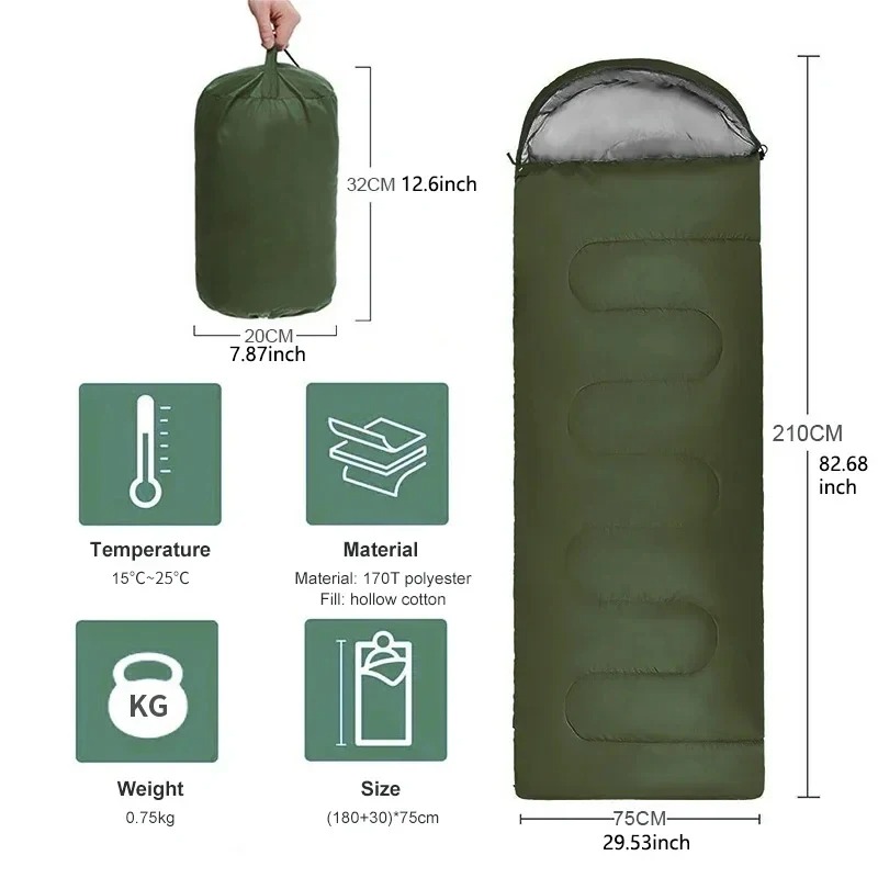 Outdoor Camping Sleeping Bag - 캠핑 침낭 경량 4계절용 따뜻한 엔벨로프형