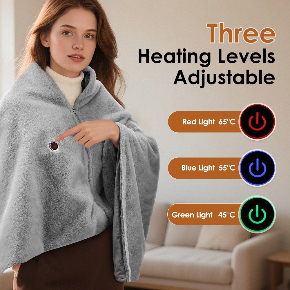 고품질 착용 가능한 USB 전기 가열 담요 세탁 가능  - Outdoor Camping Heated Blanket 리뷰 및 가격