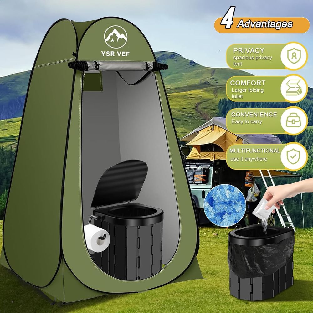 휴대용 화장실 키트, 팝업식 개인 텐트와 똥 젤 화장실 - Outdoor In Camping 리뷰 및 가격