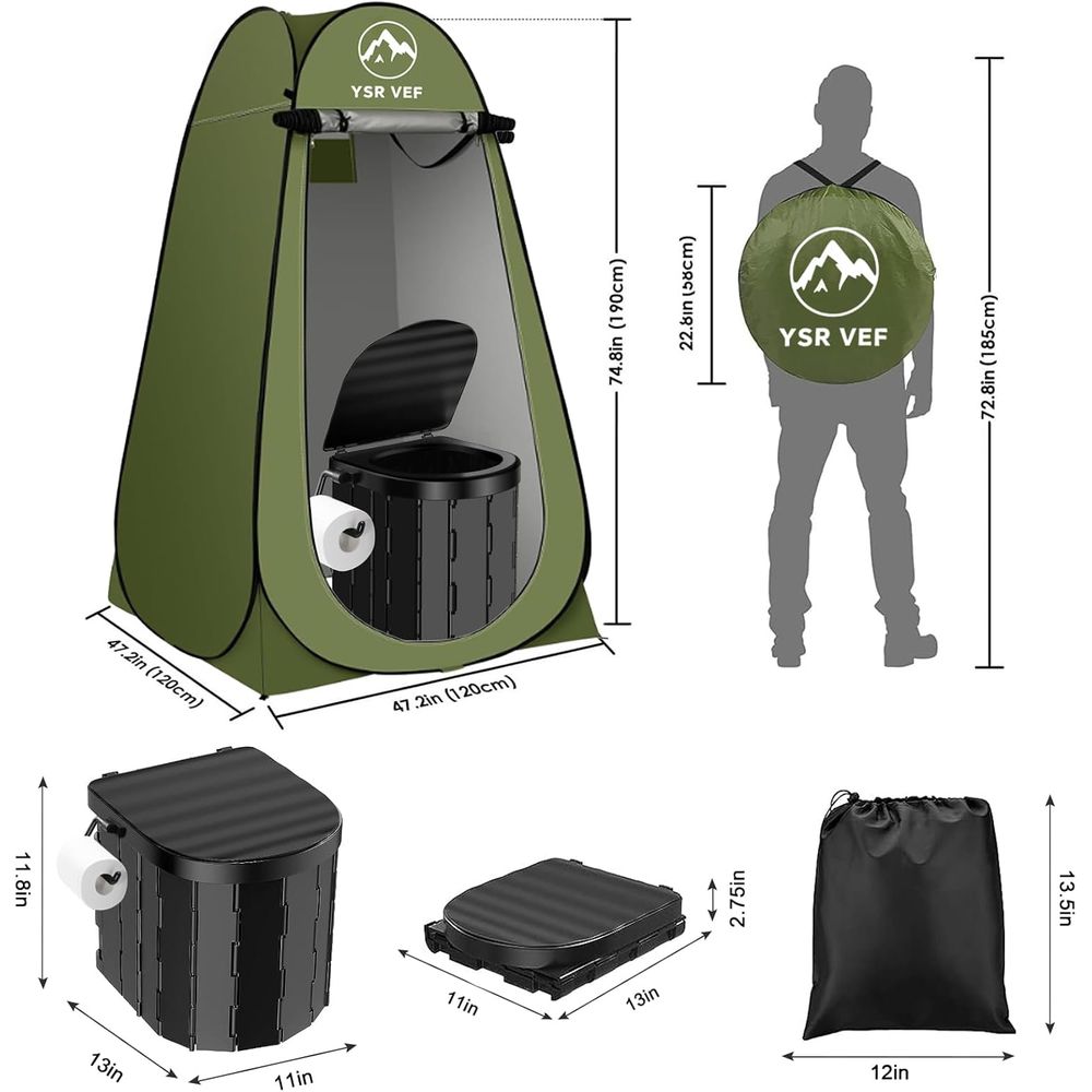 휴대용 화장실 키트, 팝업식 개인 텐트와 똥 젤 화장실 - Outdoor In Camping 리뷰 및 가격