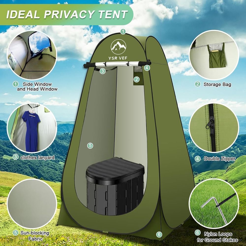 휴대용 화장실 키트, 팝업식 개인 텐트와 똥 젤 화장실 - Outdoor In Camping 리뷰 및 가격