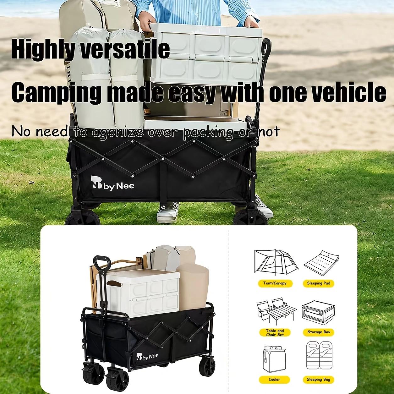 헤비 듀티 접이식 웨건 카트, 접이식 유틸리티 트롤리, - Outdoor Camping Shop 리뷰 및 가격